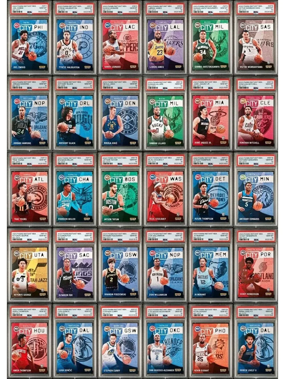 2023 Panini Instant MyCity NBA Complete 30 Card Basketball Set PSA 10 Gem Mint